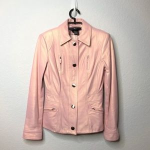 Pearly pink 100% genuine leather coat made by ‘etcetera’ sz 0